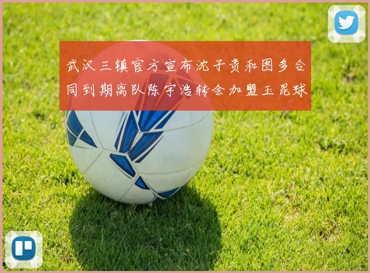 武汉三镇官方宣布沈子贵和图多合同到期离队陈宇浩转会加盟玉昆球队